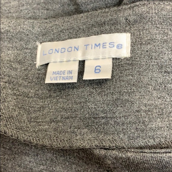 London Times Gray Cap Sleeve Dress - Picture 9 of 9